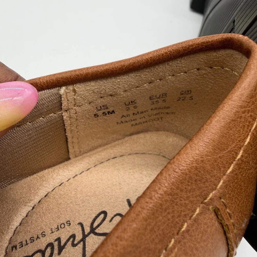 LifeStride Margot Loafers Tan Brown Faux Leather Slip On Shoes Womens 5.5M